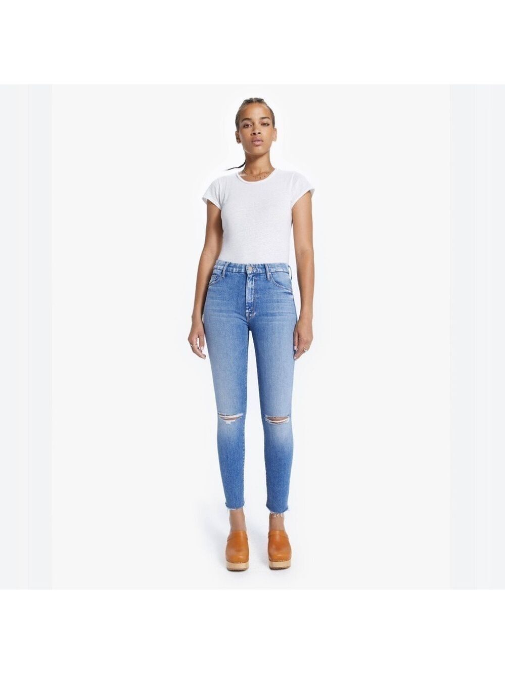 MOTHER High Waister Looker Ankle Fray Skinny Jean Spice it Up SZ 32
